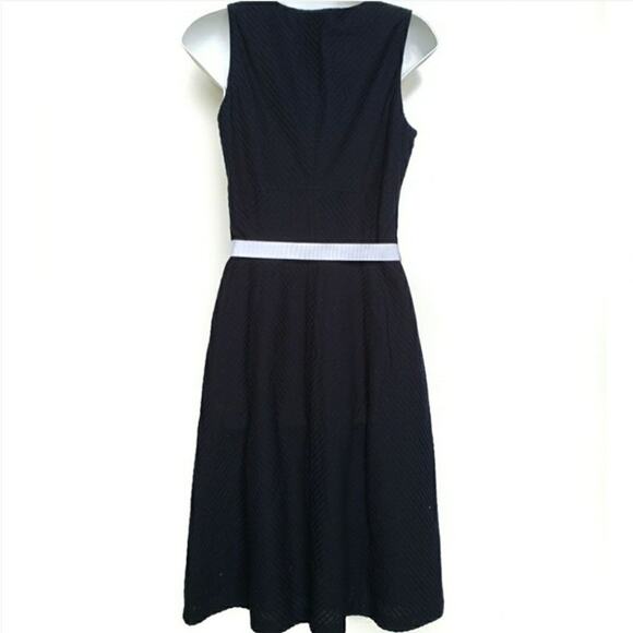 Banana Republic Pinstripe Embossed Linen Flare Dress Size 6 - Picture 4 of 6